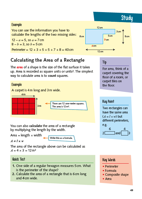 KS2 Maths Study Book Area and Perimeter page 2