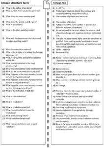 Self-quizzing sheet for revision